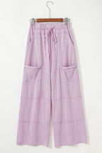 Mineral Wash Reverse Seam Drawstring Elastic Waist Pants