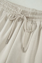 Solid Puff Sleeve Top & Drawstring Shorts Set