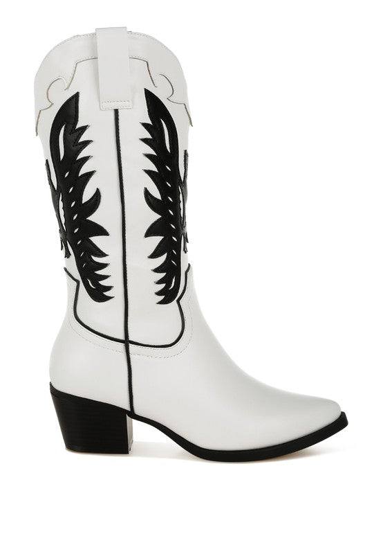 Women's Shoes - BootsThistle Winged Patchwork Cowboy Boots - VacationGrabs