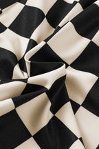 Checker Drawstring Elastic Waist Shorts
