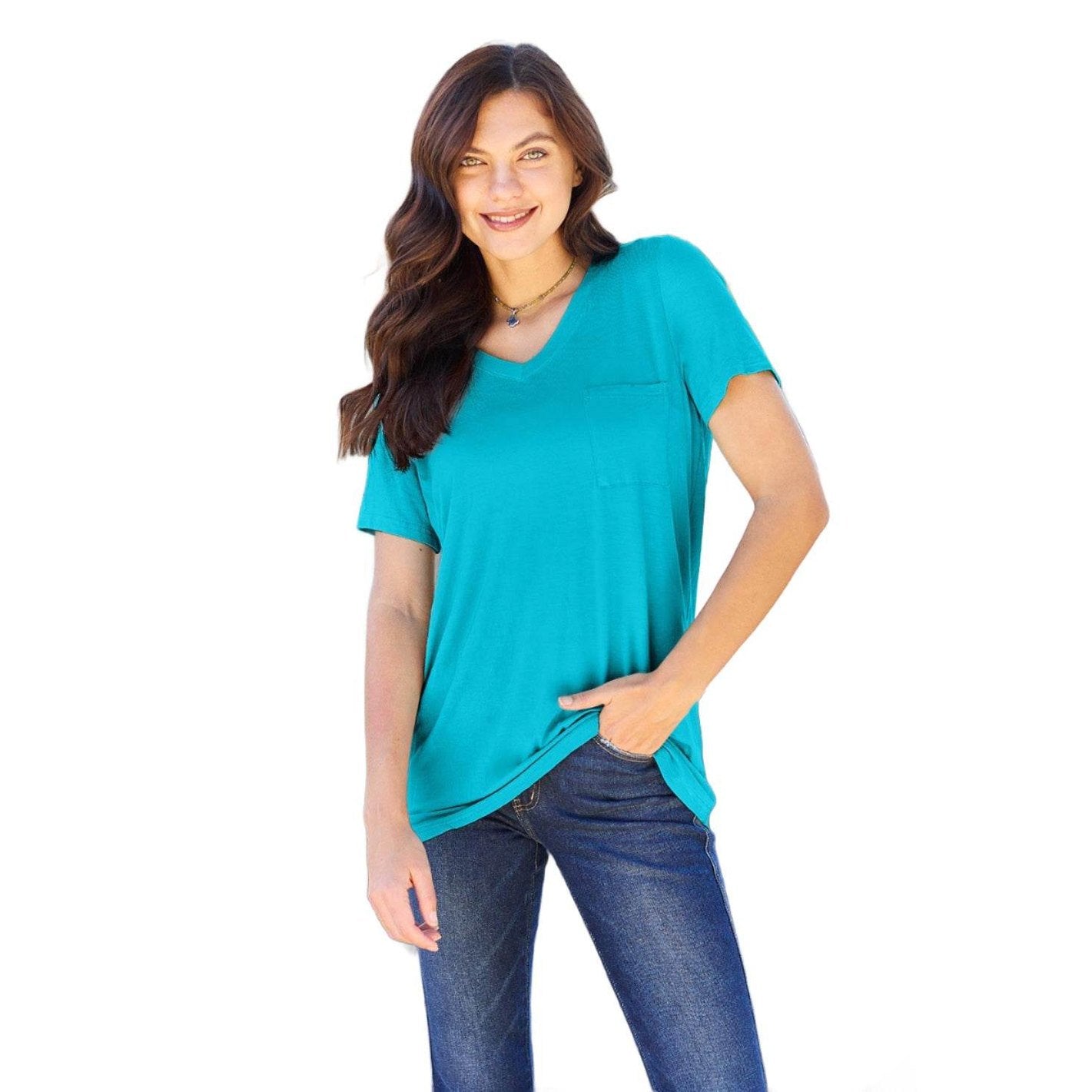 Basic Bae Full Size V-Neck Short Sleeve T-Shirt - VacationGrabs