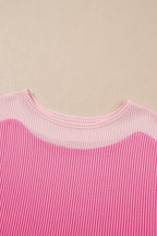 Colorblock Corded Top & High Waist Pants Set