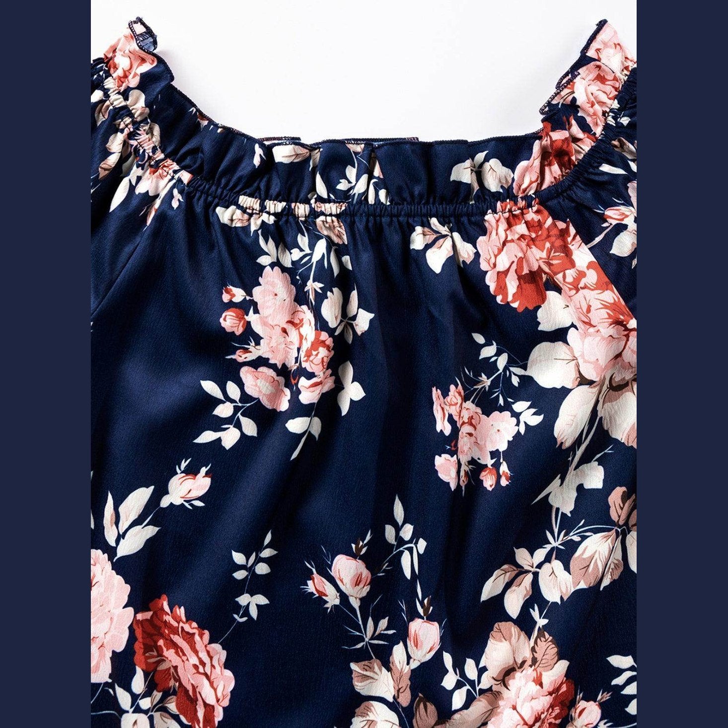 Printed Off-Shoulder Flounce Sleeve Blouse - VacationGrabs