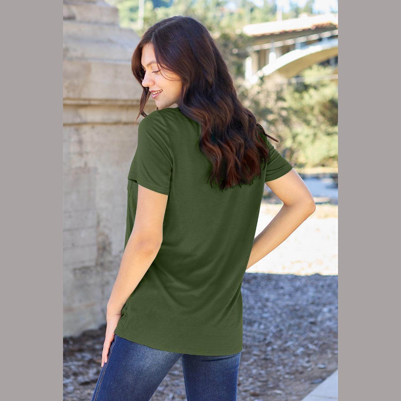 Basic Bae Full Size V-Neck Short Sleeve T-Shirt - VacationGrabs