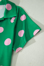 Polka Dot V-Neck Tee & Drawstring Shorts Set