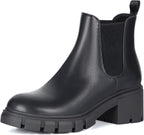 Women's Chunky Heel Chelsea Ankle Boots, Slip-On Suede