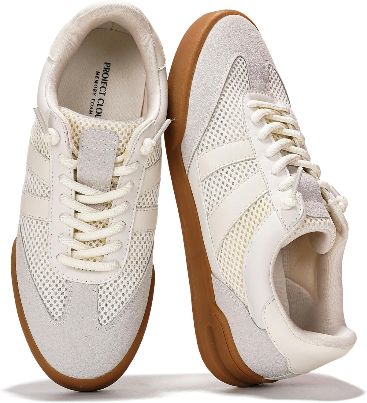 Women's White Leather Slip-On Sneakers with Memory Foam