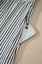 Plus Size Stripe Flutter Sleeve V-Neck Maxi Dress