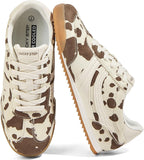Women's Retro Tennis Sneakers - Nylon & Suede Slim Fit