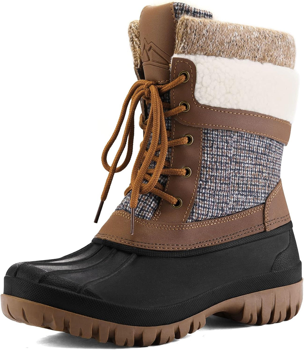 Women's Waterproof Insulated Mid-Calf Snow Boots, Lace-Up