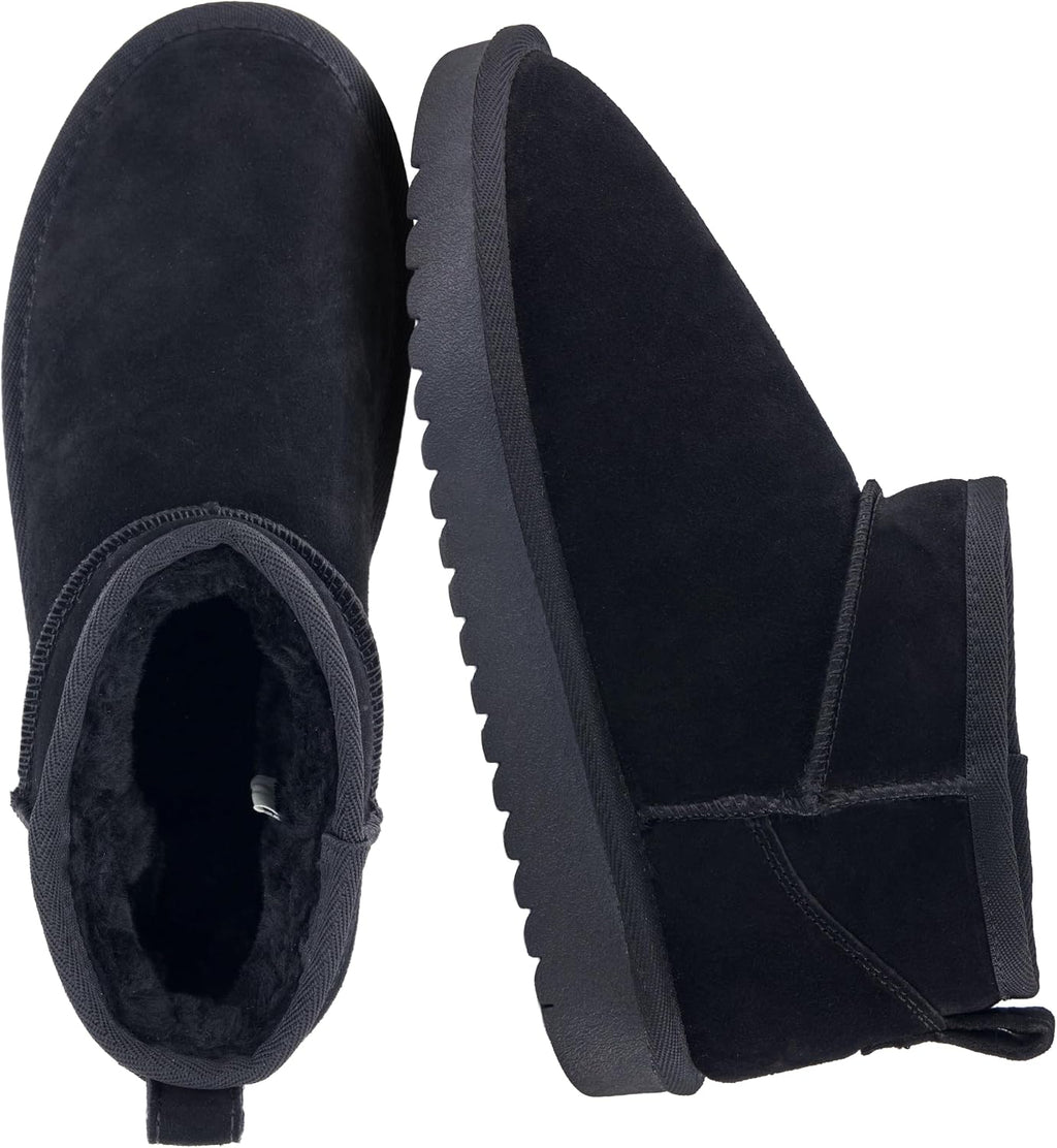Women's Suede Ankle Boots with Faux Fur Lining & Memory Foam
