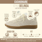Women's Lace Detail Sneakers with Ribbon Laces & Cushioned Insole