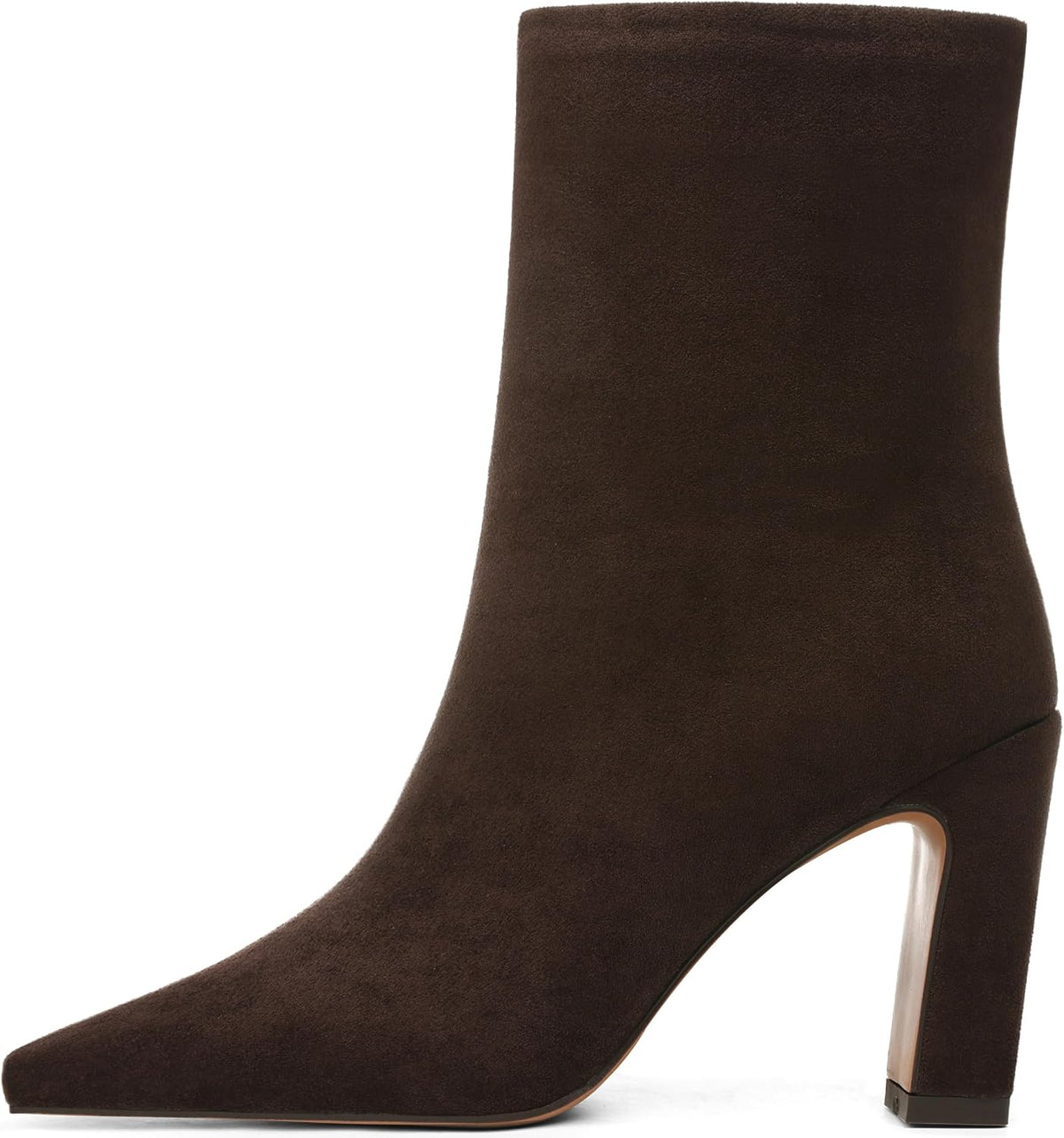 Women's Chunky Heel Square Toe Ankle Boots with Side Zip