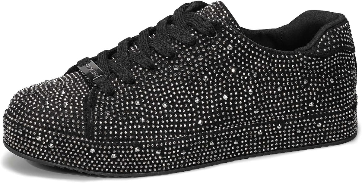 Women's Rhinestone Platform Sneakers, Mesh Upper