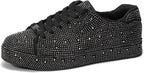 Women's Rhinestone Platform Sneakers, Mesh Upper