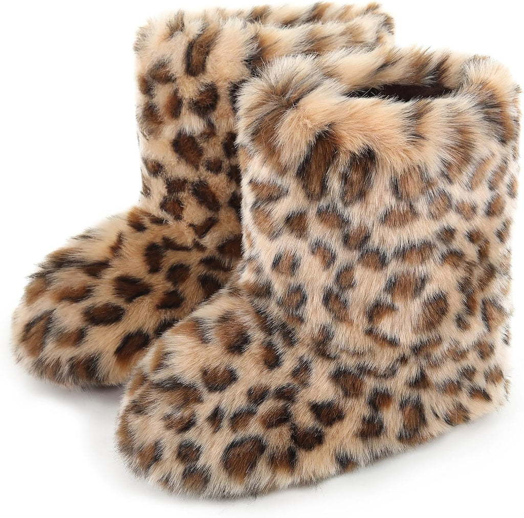 Women's Faux Fur Snow Boots – Fluffy Mid-Calf Flat Winter Boots