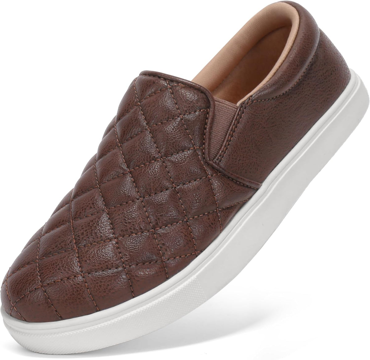 Women's Quilted Slip-On Sneakers in Vegan Faux Leather