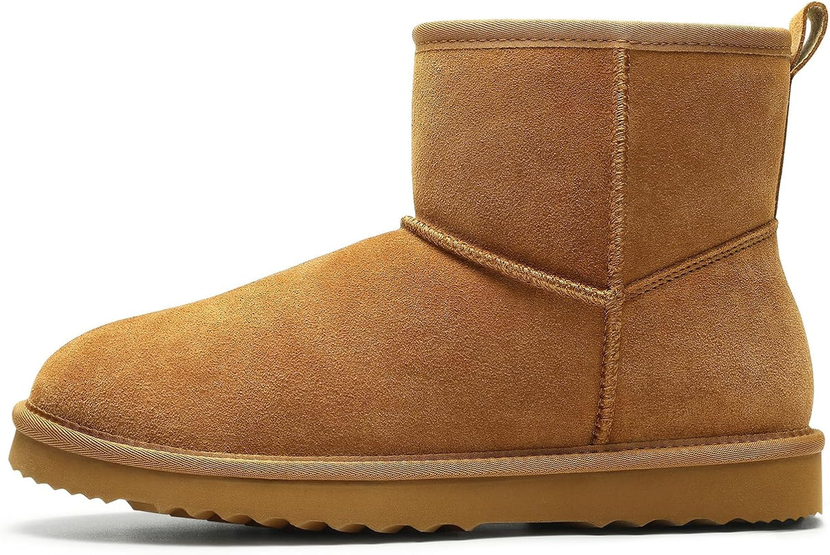 Women's Genuine Suede Mini Boots with Faux Fur Lining