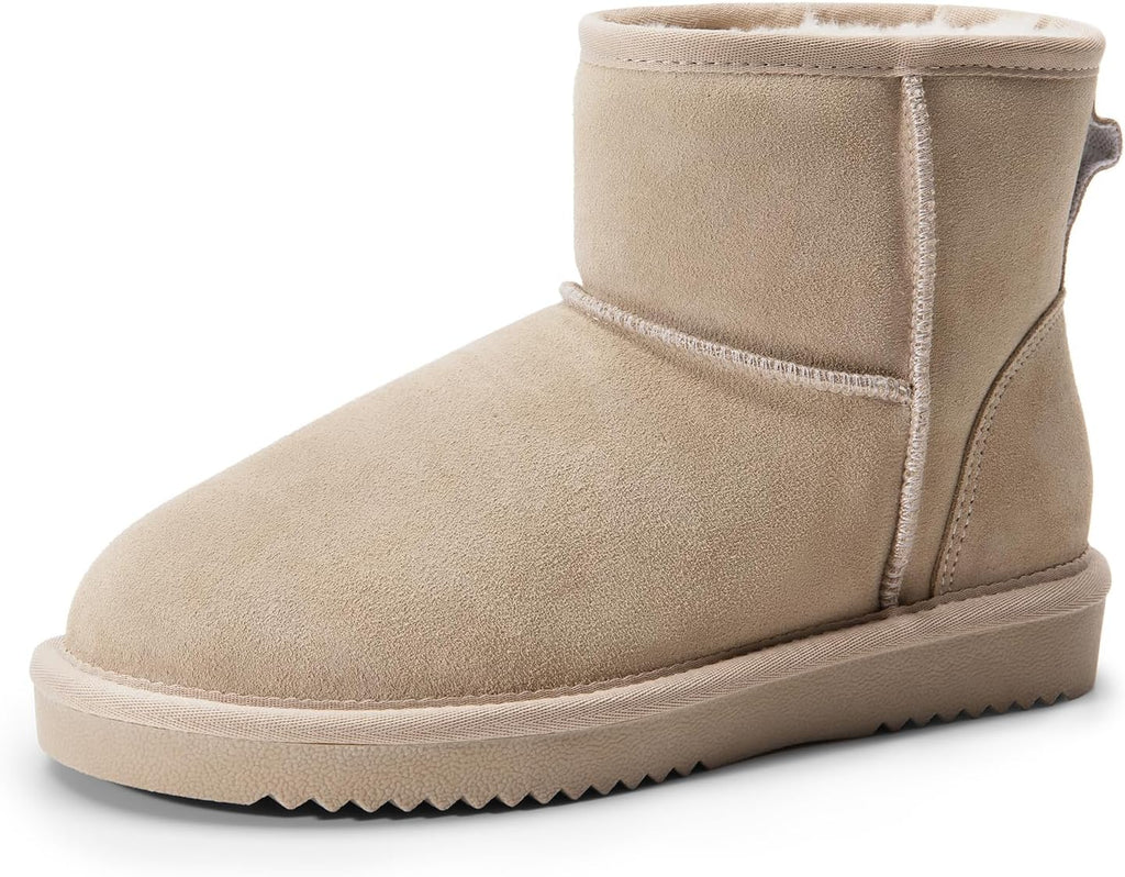 Women's Suede Mini Snow Boots with Faux Fur Lining