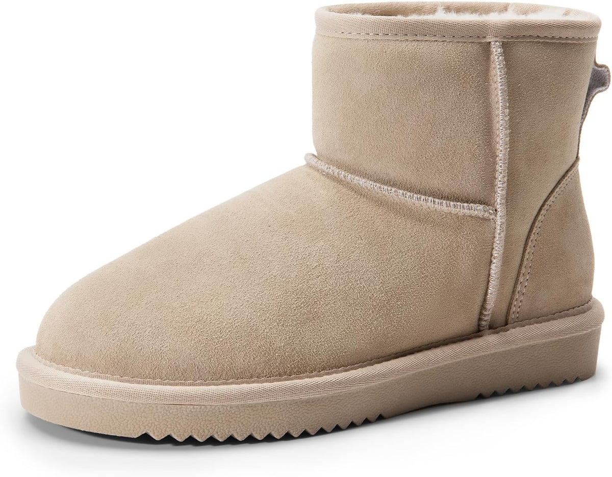 Women's Suede Mini Snow Boots with Faux Fur Lining