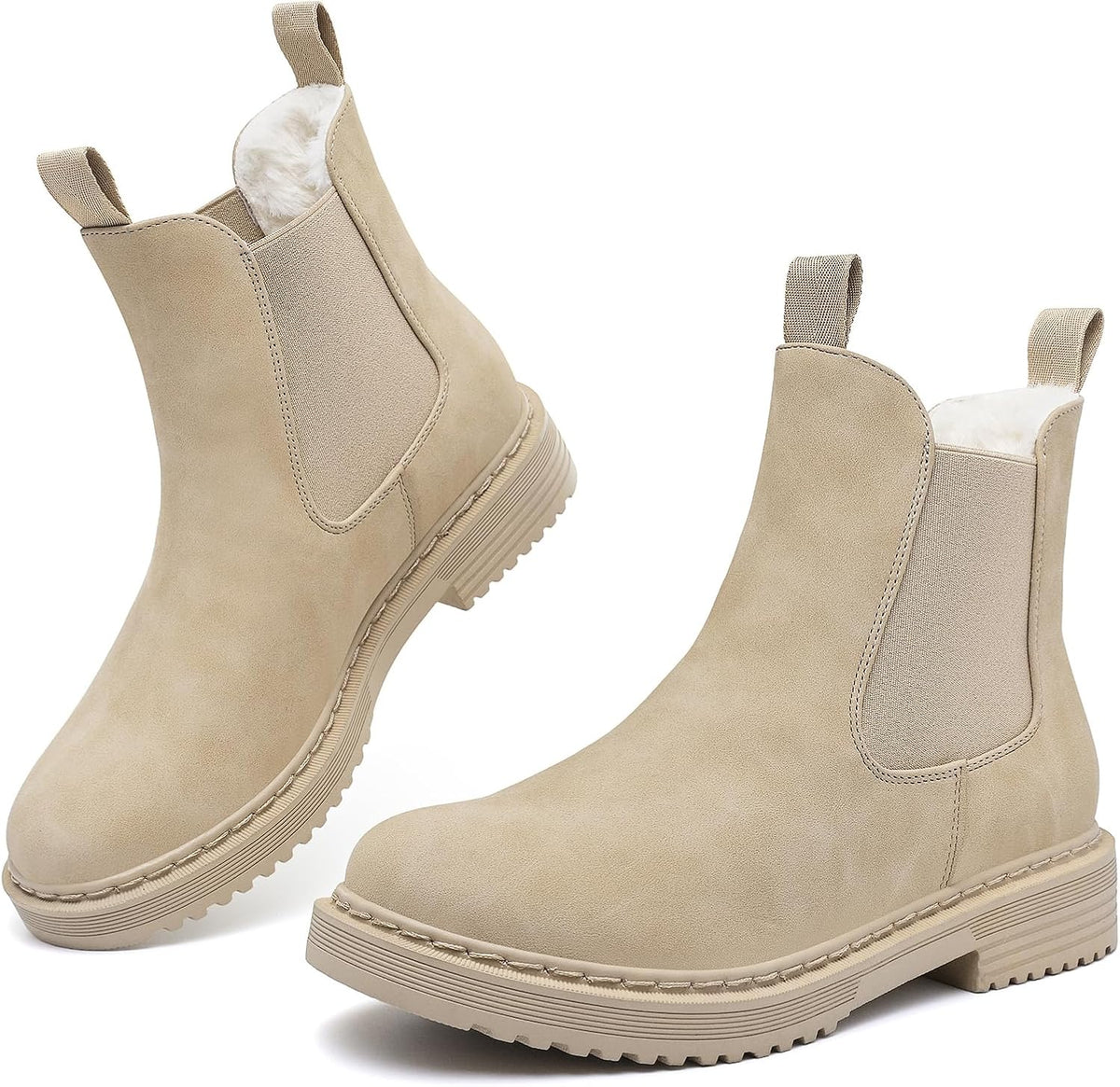 Women's Faux Fur Lined Chunky Chelsea Ankle Boots