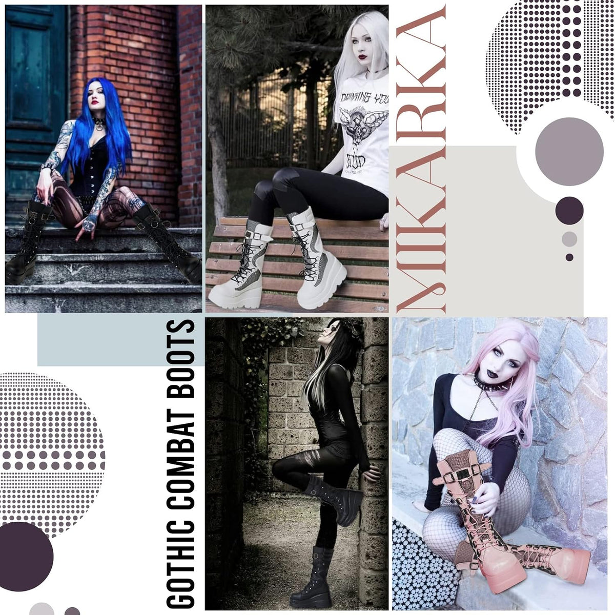 Holographic Platform Combat Boots for Women, Goth Style