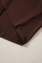 Contrast Trim Button V-Neck Short Sleeve Blouse