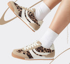 Women's Retro Tennis Sneakers - Nylon & Suede Slim Fit