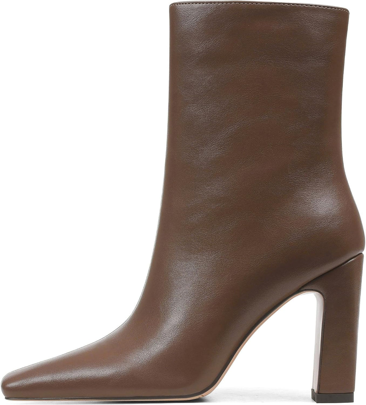 Women's Chunky Heel Square Toe Ankle Boots with Side Zip