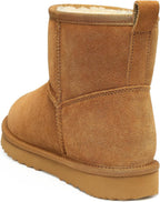 Women's Genuine Suede Mini Boots with Faux Fur Lining