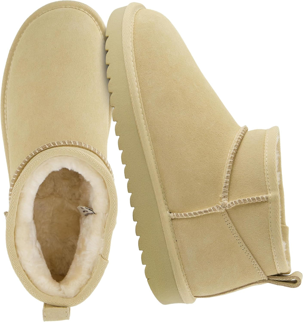 Women's Suede Ankle Boots with Faux Fur Lining & Memory Foam