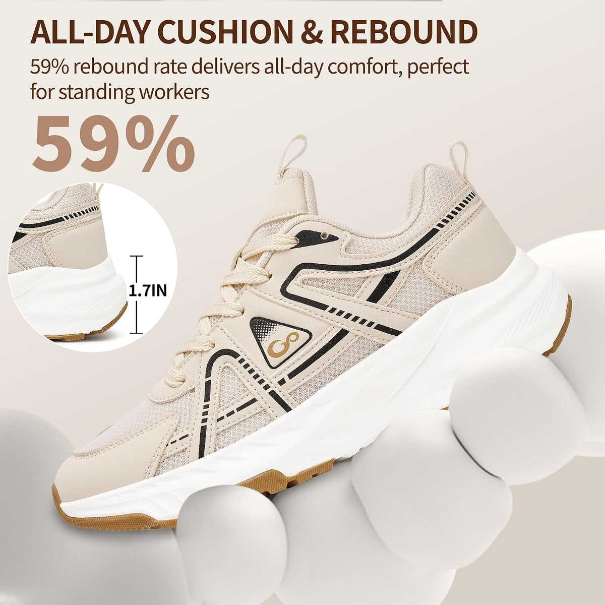 Women's Non-Slip Walking Shoes, Lightweight Cushioned Sneakers