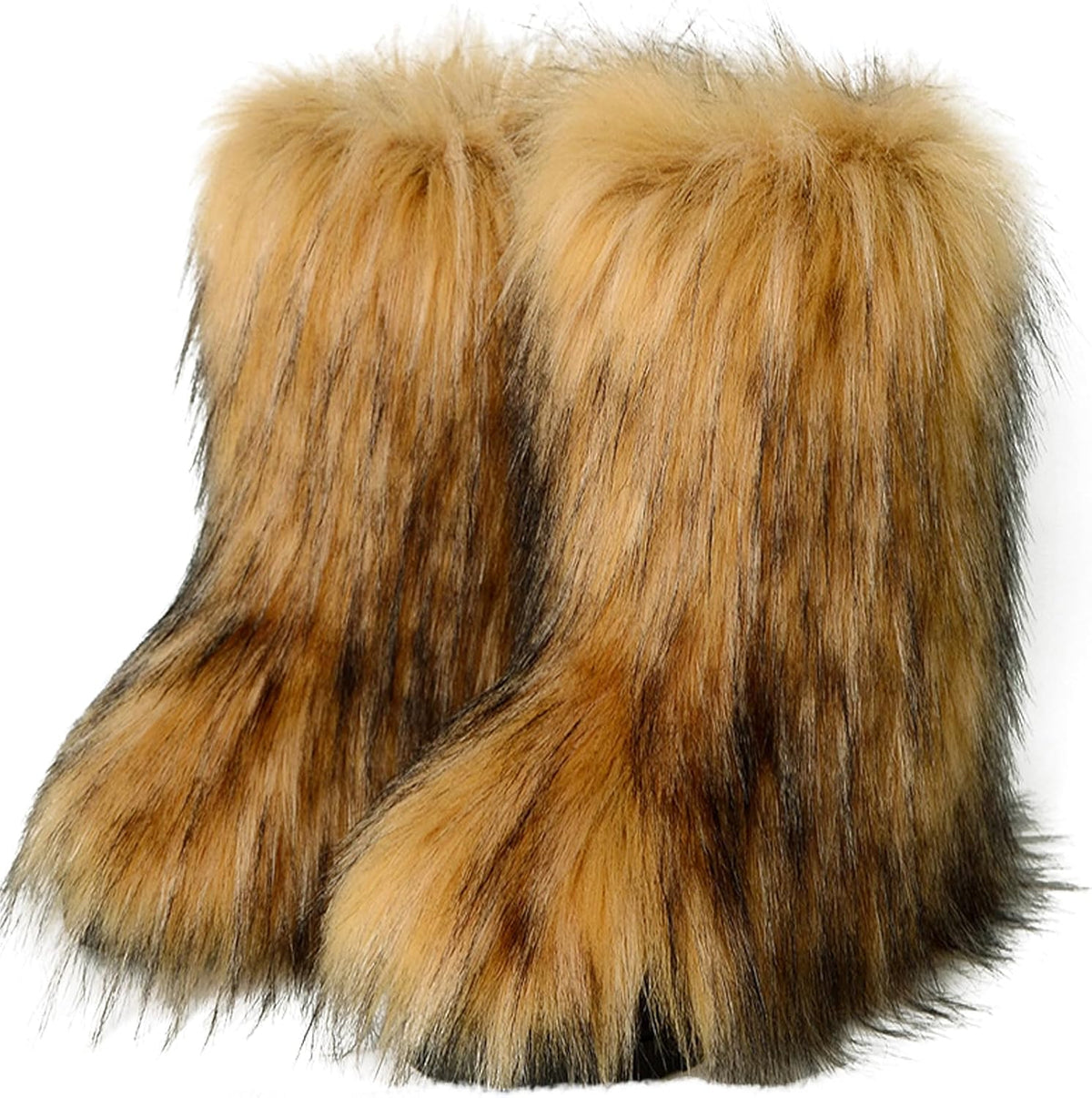 Women's Knee-High Faux Fur Snow Boots, Flat Heel