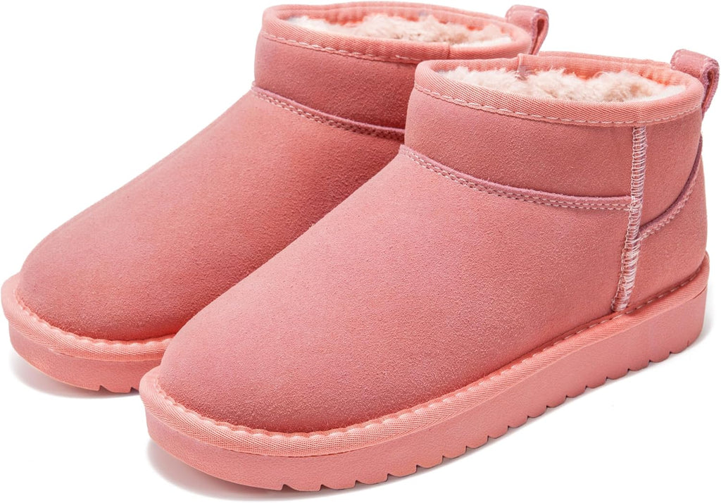 Women's Genuine Leather Ankle Boots with Faux Fur Lining