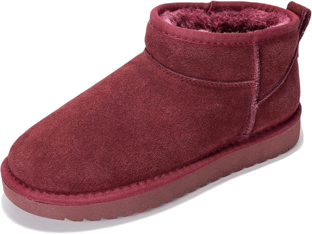 Women's Genuine Leather Ankle Boots with Faux Fur Lining