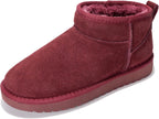 Women's Genuine Leather Ankle Boots with Faux Fur Lining