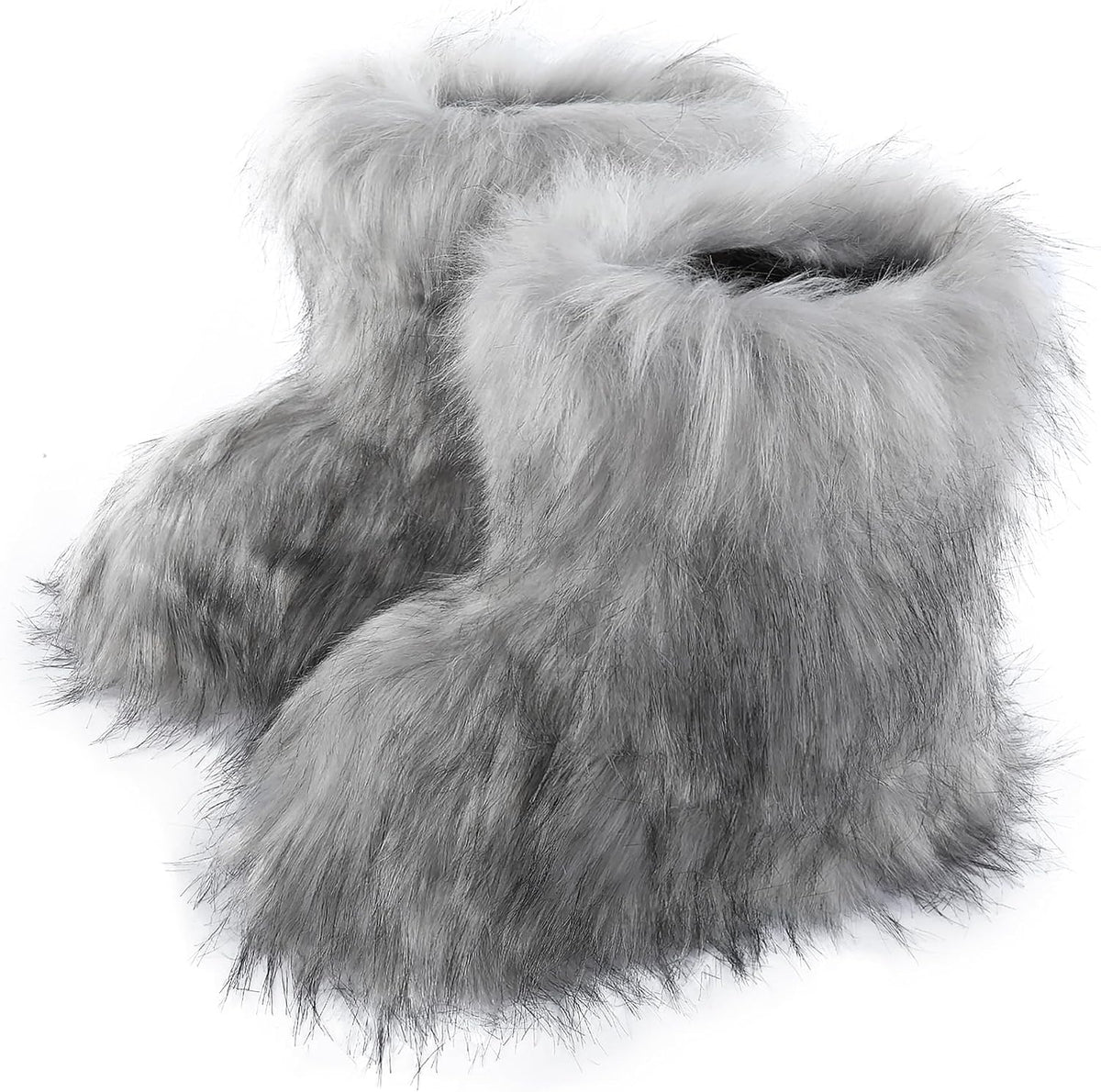 Women's Faux Fur Snow Boots – Fluffy Mid-Calf Flat Winter Boots