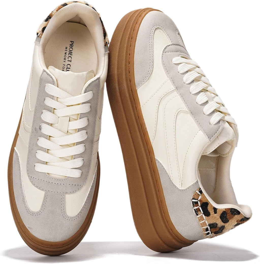 Women's Platform Sneakers with Memory Foam Insole, Lace-Up