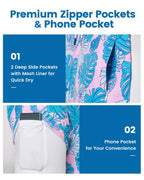 Mens Swim Trunks Compression Liner Quick Dry Zipper Pockets - VacationGrabs