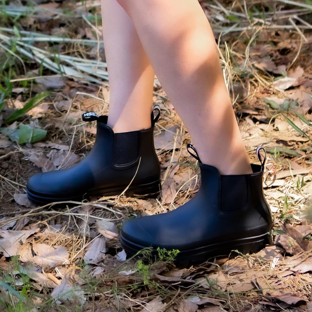 Women's Waterproof Chelsea Rain Boots, Short Ankle Style