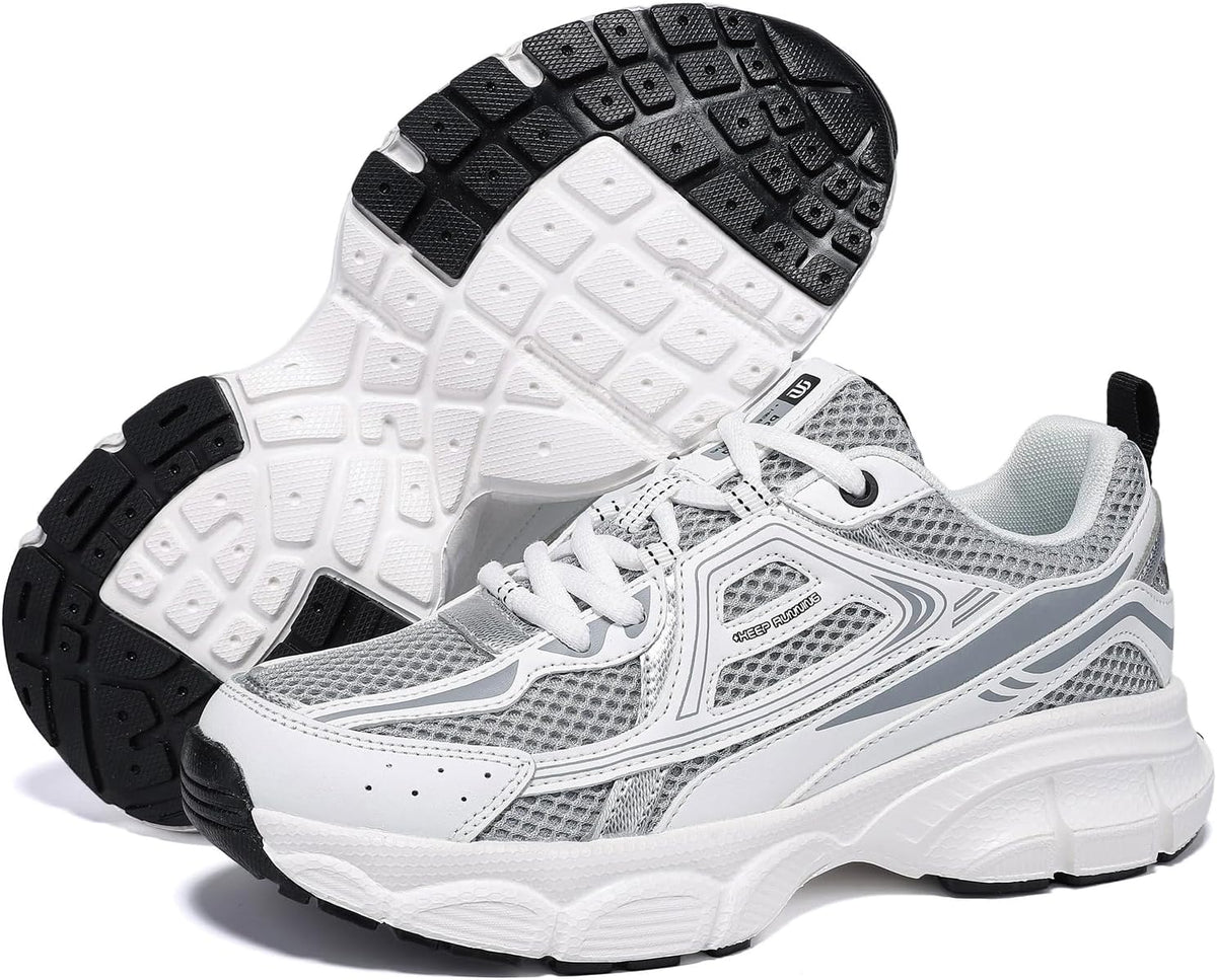 Women's Chunky Platform Sneakers with Mesh and Leather Upper