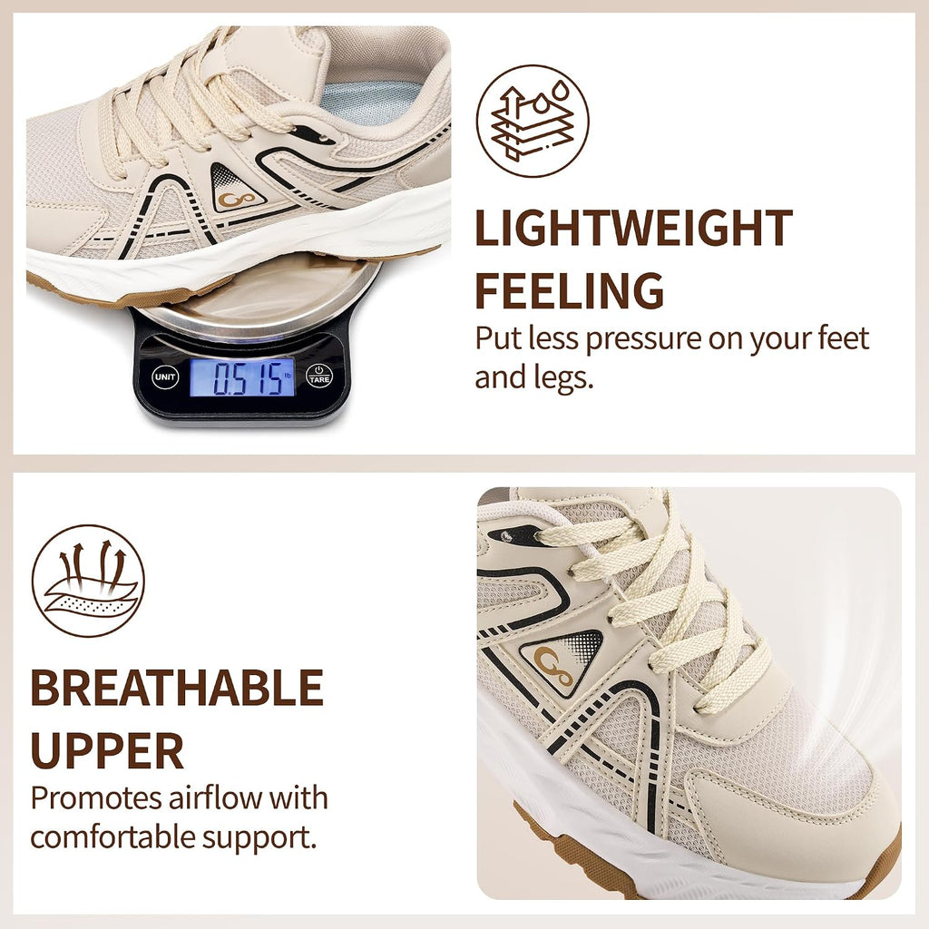 Women's Non-Slip Walking Shoes, Lightweight Cushioned Sneakers