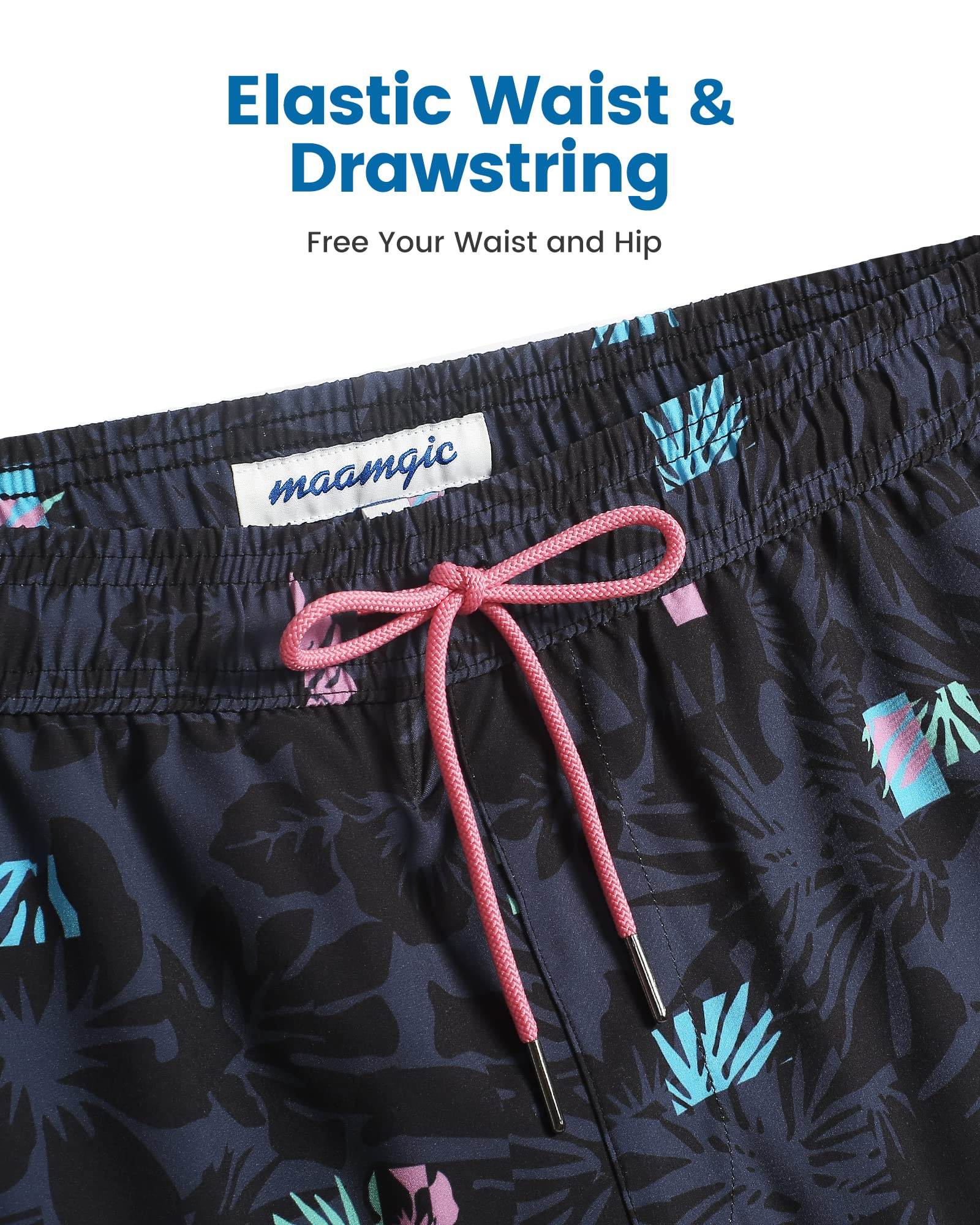 Mens Swim Trunks Compression Liner Quick Dry Zipper Pockets - VacationGrabs
