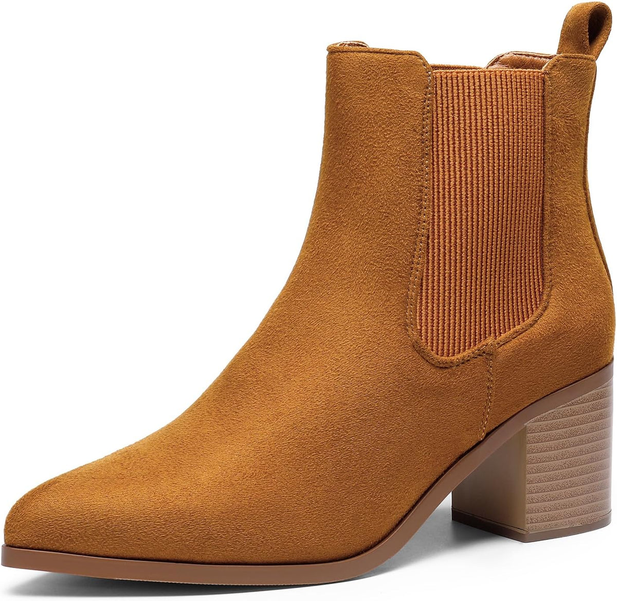 Women's Chunky Heel Ankle Chelsea Boots, Faux Suede