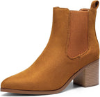 Women's Chunky Heel Ankle Chelsea Boots, Faux Suede
