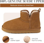 Women's Genuine Suede Ankle Boots with Fleece Lining