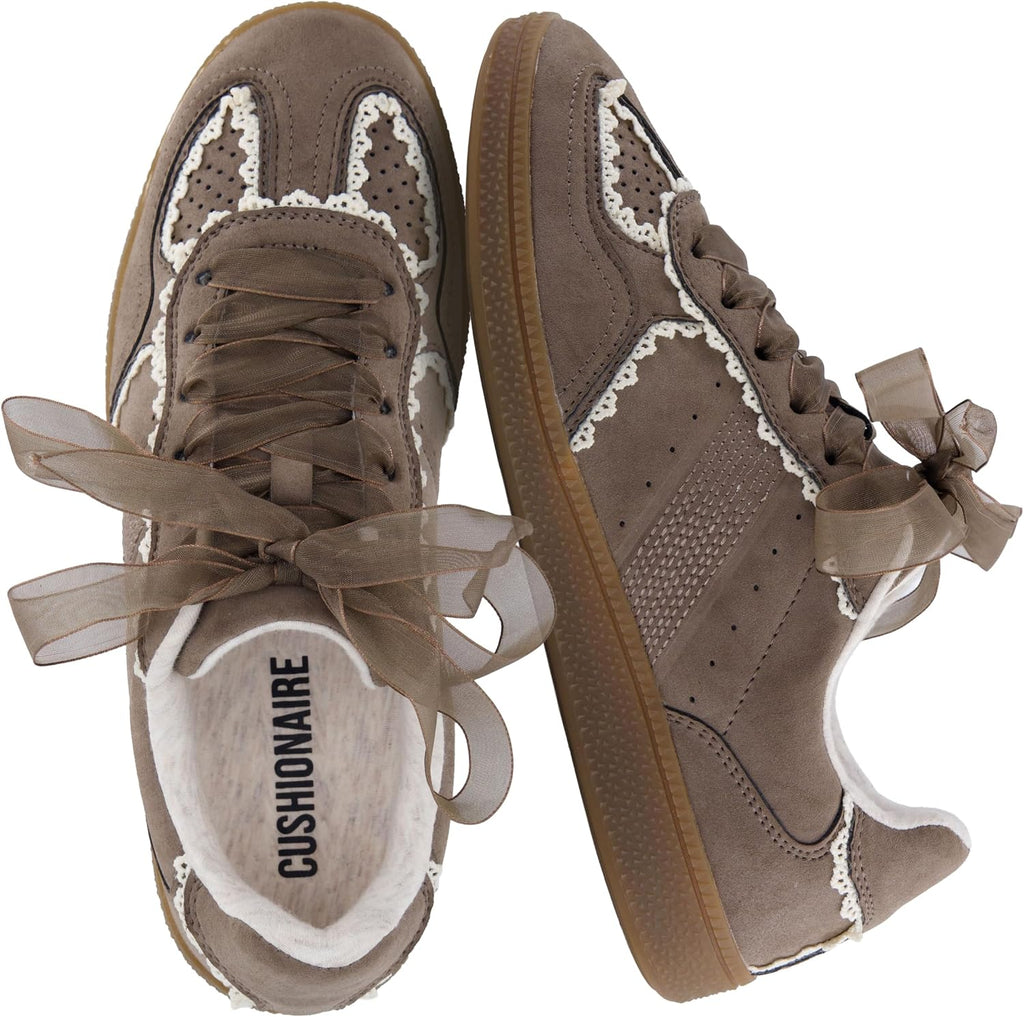 Women's Lace Detail Sneakers with Ribbon Laces & Cushioned Insole
