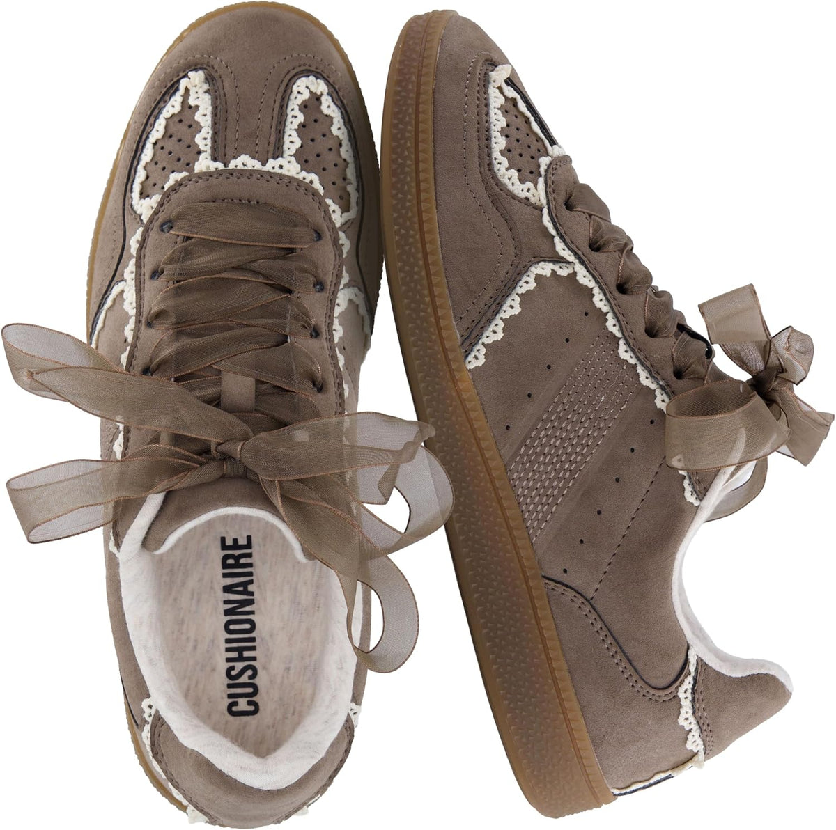 Women's Lace Detail Sneakers with Ribbon Laces & Cushioned Insole