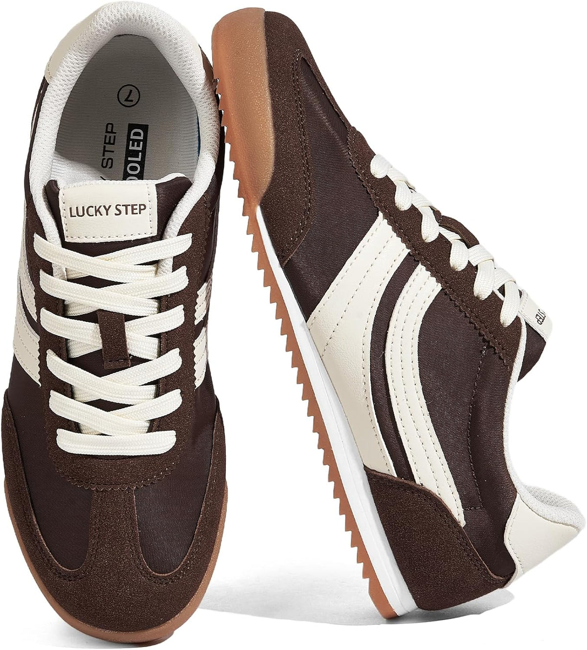 Women's Retro Tennis Sneakers - Nylon & Suede Slim Fit