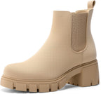 Women's Chunky Heel Chelsea Ankle Boots with Elastic Gore
